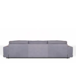 Glam light blue leather sofa with chaise longue