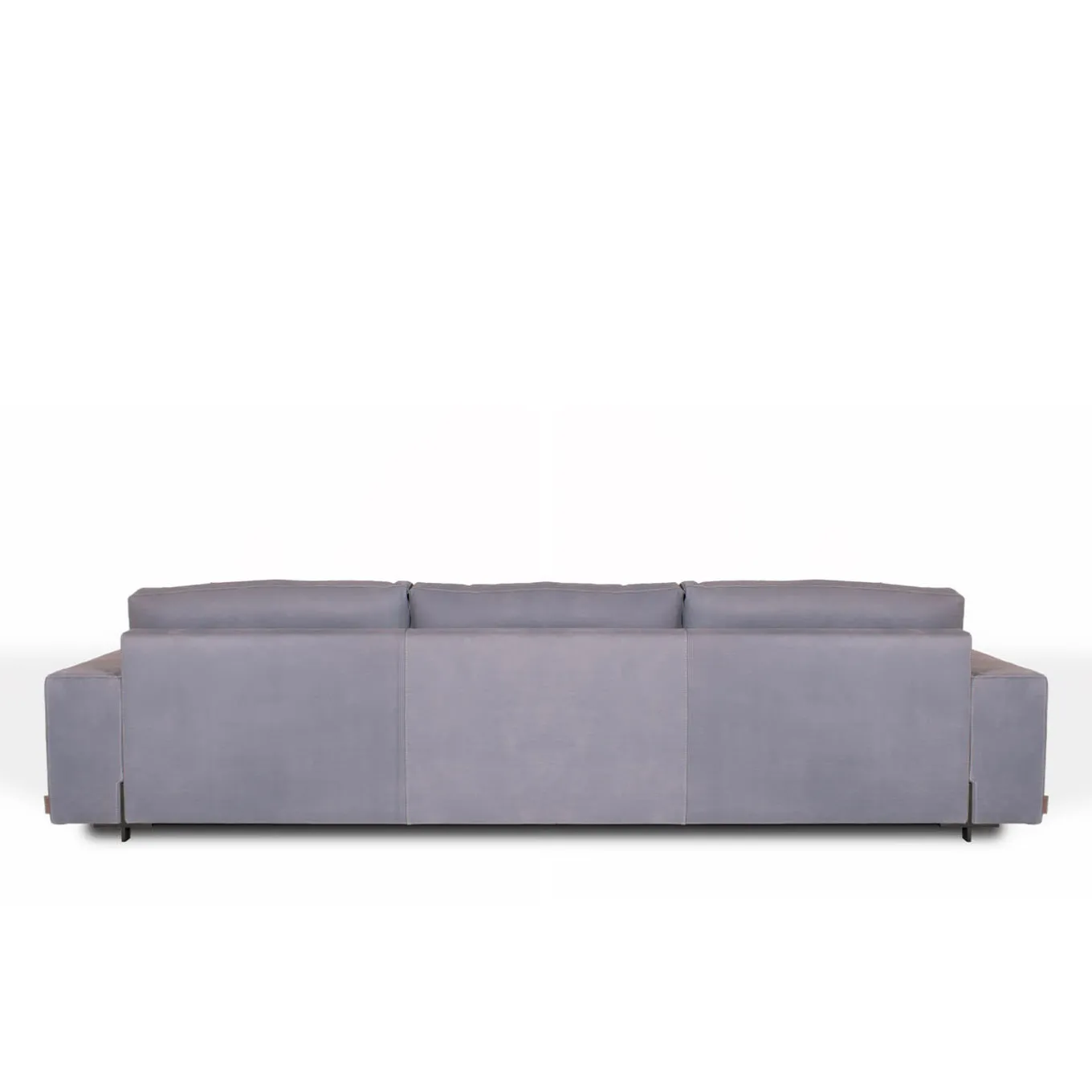 Glam light blue leather sofa with chaise longue