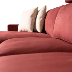 Glam red sofa with chaise longue