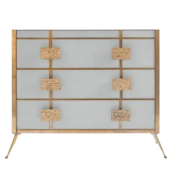 Glass and Satin Brass Dresser
