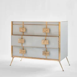 Glass and Satin Brass Dresser