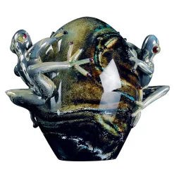 Glass Egg With Gray Frogs