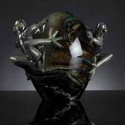 Glass Egg With Gray Frogs