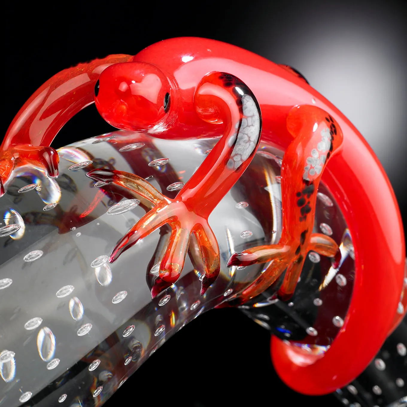 Glass Horn with Red Gecko