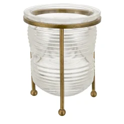 Glass Pen Holder with Short Brass Tripod Base