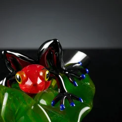 Glass Red Frog on Leaf
