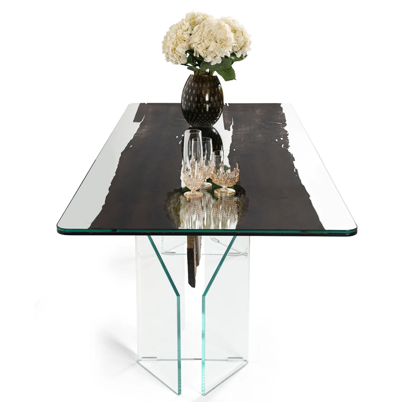 Glass&Wood Venezia Table in Black Oak