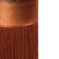 Gleaming Copper Metallic Leather Pouf by Lorenza Bozzoli