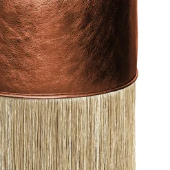 Gleaming Couture Copper Leather Gold Pouf by Lorenza Bozzoli