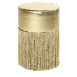 Gleaming Gold Metallic Leather Pouf by Lorenza Bozzoli