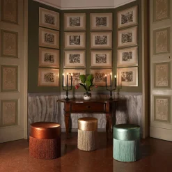 Gleaming Gold Metallic Leather Pouf by Lorenza Bozzoli