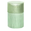 Gleaming Light Green Metallic Leather Pouf by Lorenza Bozzoli