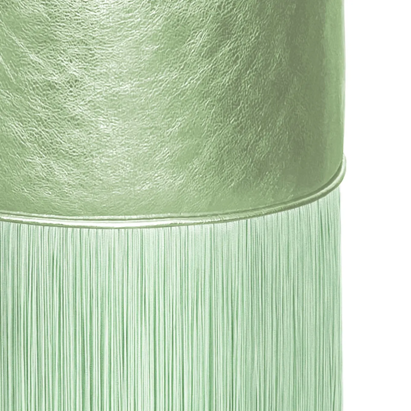 Gleaming Light Green Metallic Leather Pouf by Lorenza Bozzoli