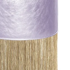 Gleaming Lillac Leather Gold Fringes Pouf by Lorenza Bozzol