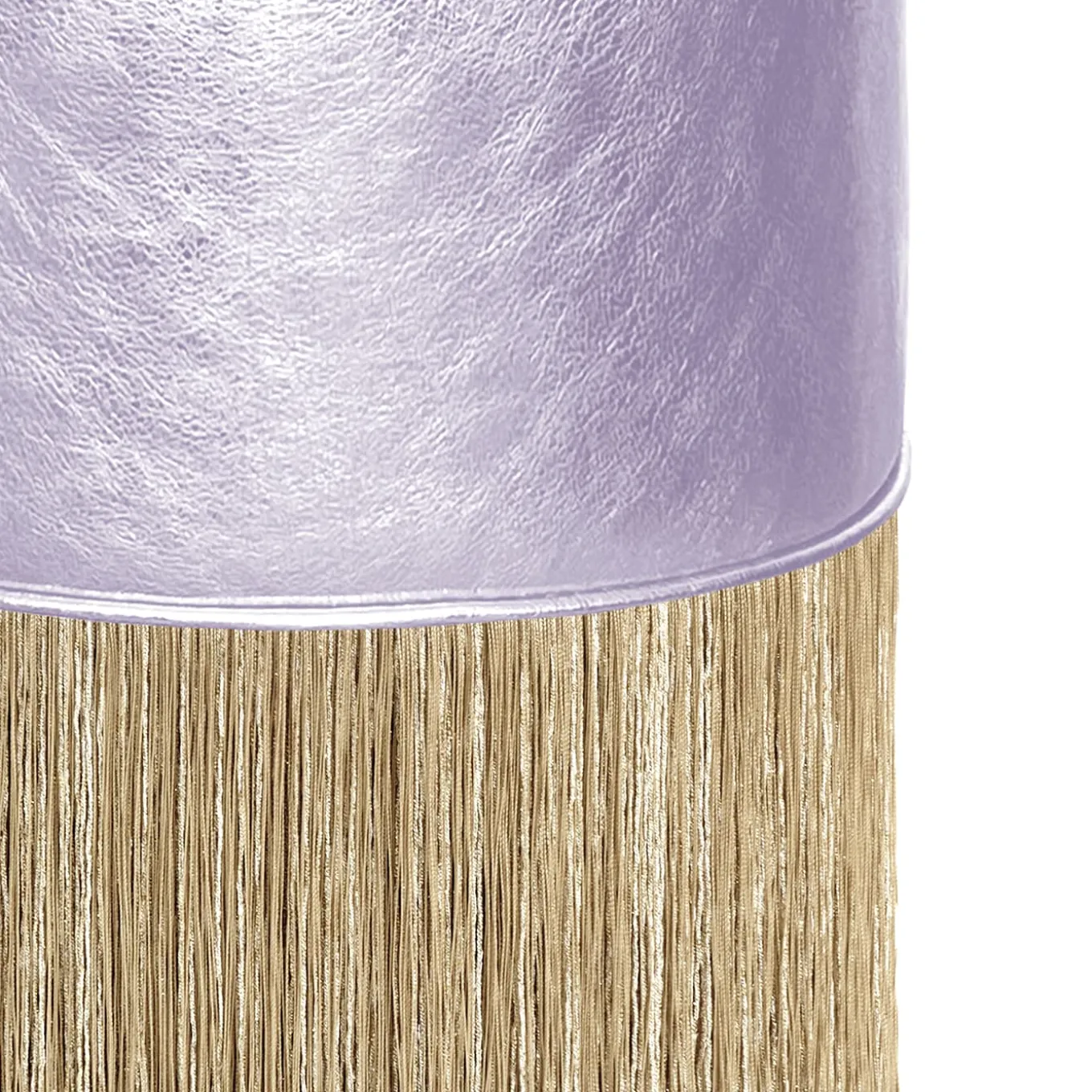 Gleaming Lillac Leather Gold Fringes Pouf by Lorenza Bozzol