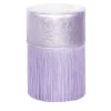 Gleaming Lillac Metallic Leather Pouf by Lorenza Bozzoli
