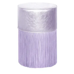 Gleaming Lillac Metallic Leather Pouf by Lorenza Bozzoli