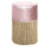 Gleaming Pink Leather Gold Fringes Pouf by Lorenza Bozzoli