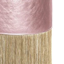 Gleaming Pink Leather Gold Fringes Pouf by Lorenza Bozzoli