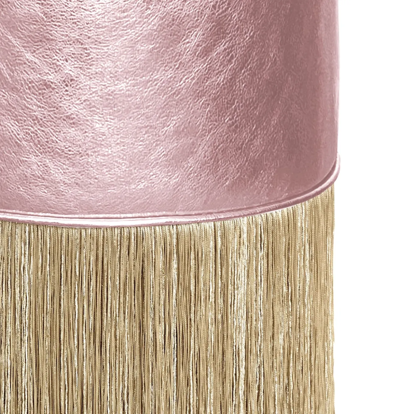 Gleaming Pink Leather Gold Fringes Pouf by Lorenza Bozzoli