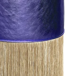 Gleaming Purple Leather Gold Fringes Pouf by Lorenza Bozzoli