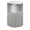 Gleaming Silver Metallic Leather Pouf by Lorenza Bozzoli