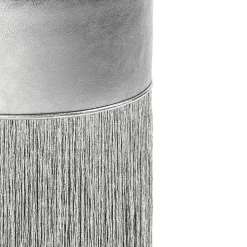 Gleaming Silver Metallic Leather Pouf by Lorenza Bozzoli
