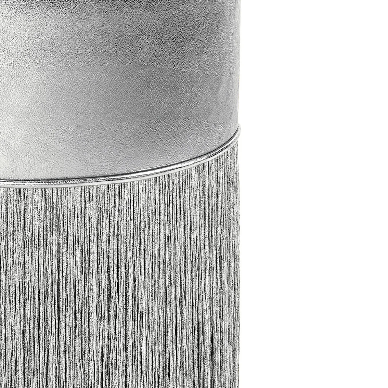 Gleaming Silver Metallic Leather Pouf by Lorenza Bozzoli