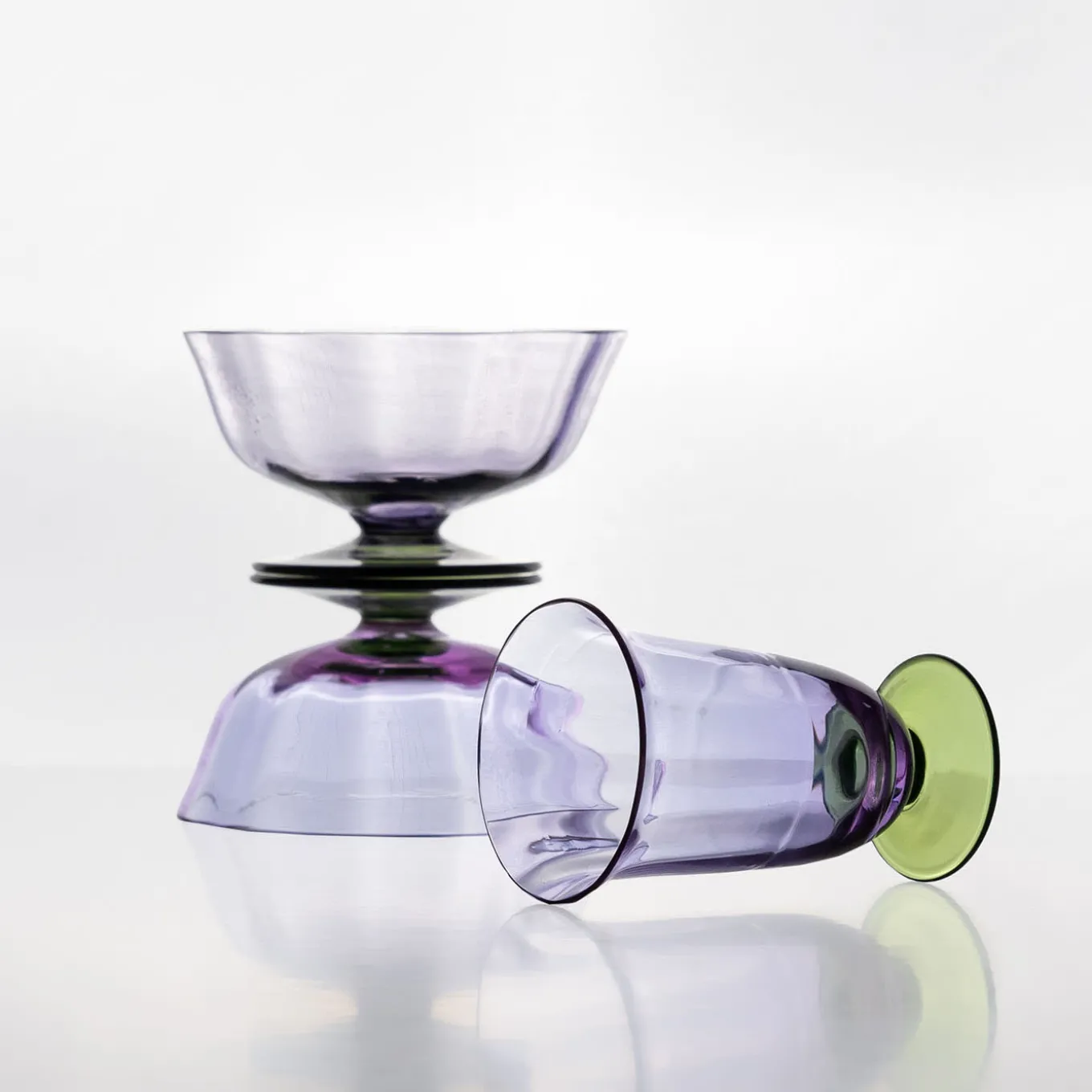 Glicine Purple Twisted Glass Dessert Coupe