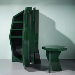 Glossy Lacquered Green Storage Cabinet