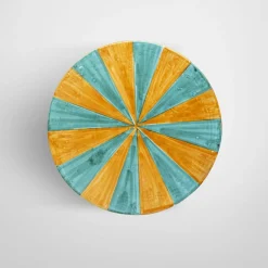 Glossy Multicolor Rhombus Pattern Decor Ceramic Table