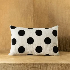Goccia Polka-Dot Rectangular Black-And-White Cushion