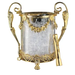 Gold and Crystal Ice Bucket with Tongs