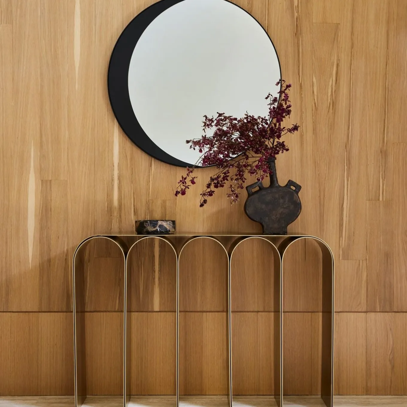 Gold Arch Bronze Steel Console