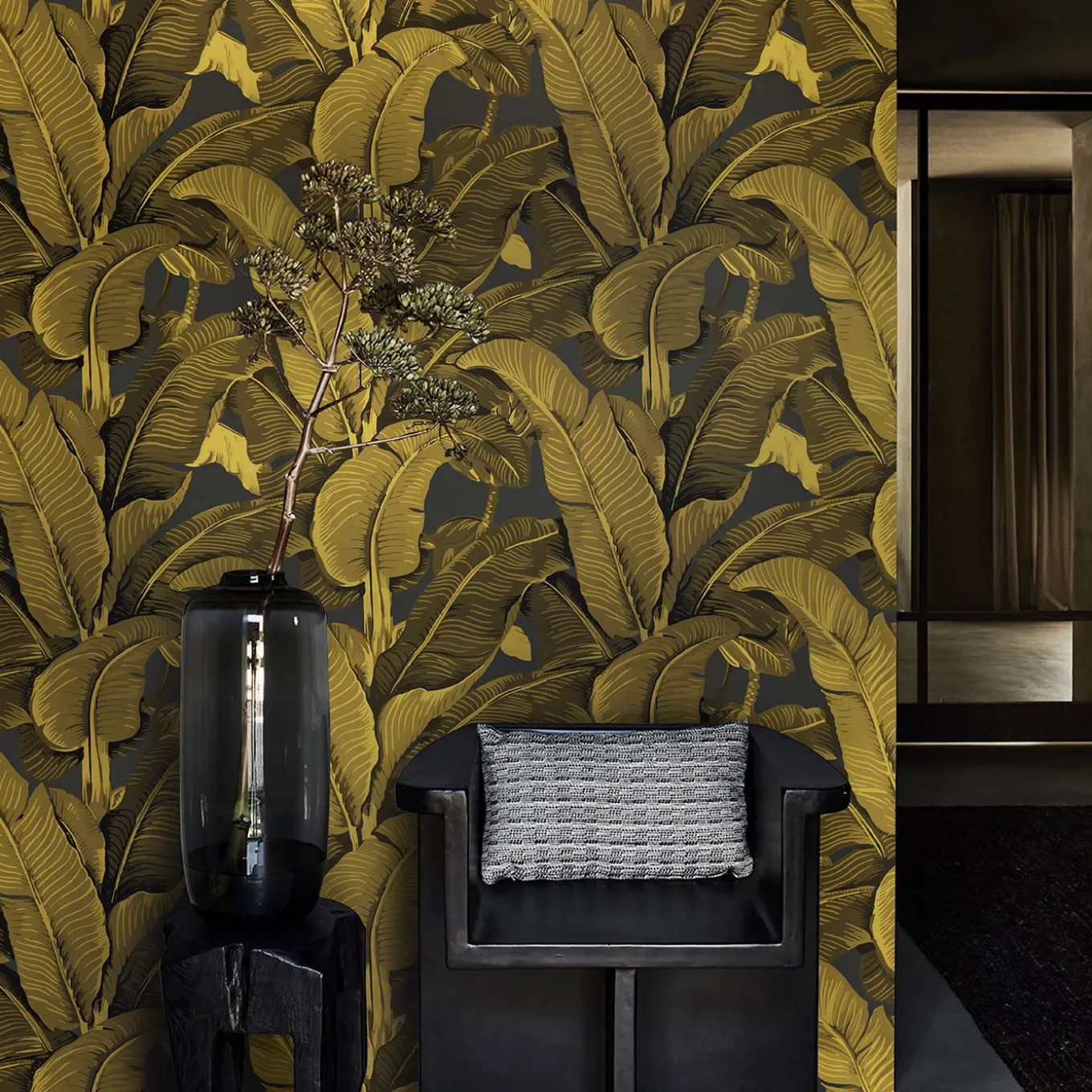 Gold Banana Leaves Wallpaper