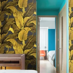 Gold Banana Leaves Wallpaper