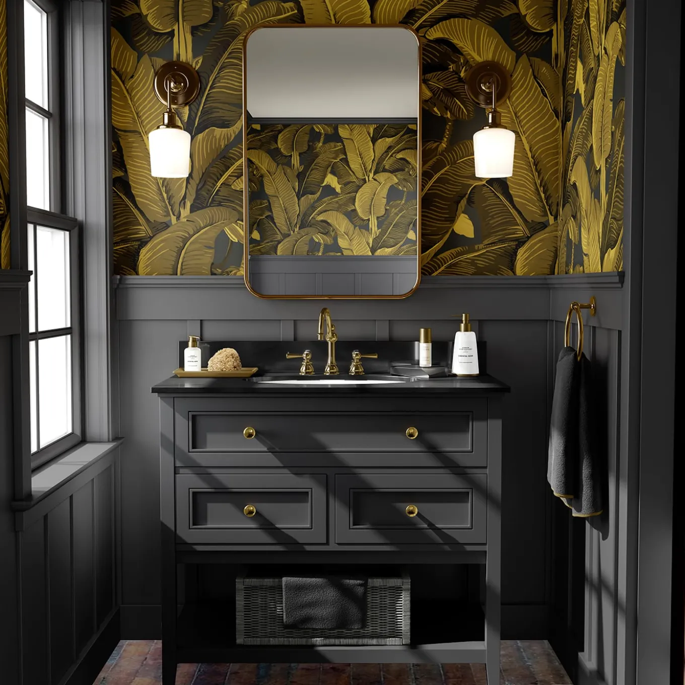 Gold Banana Leaves Wallpaper