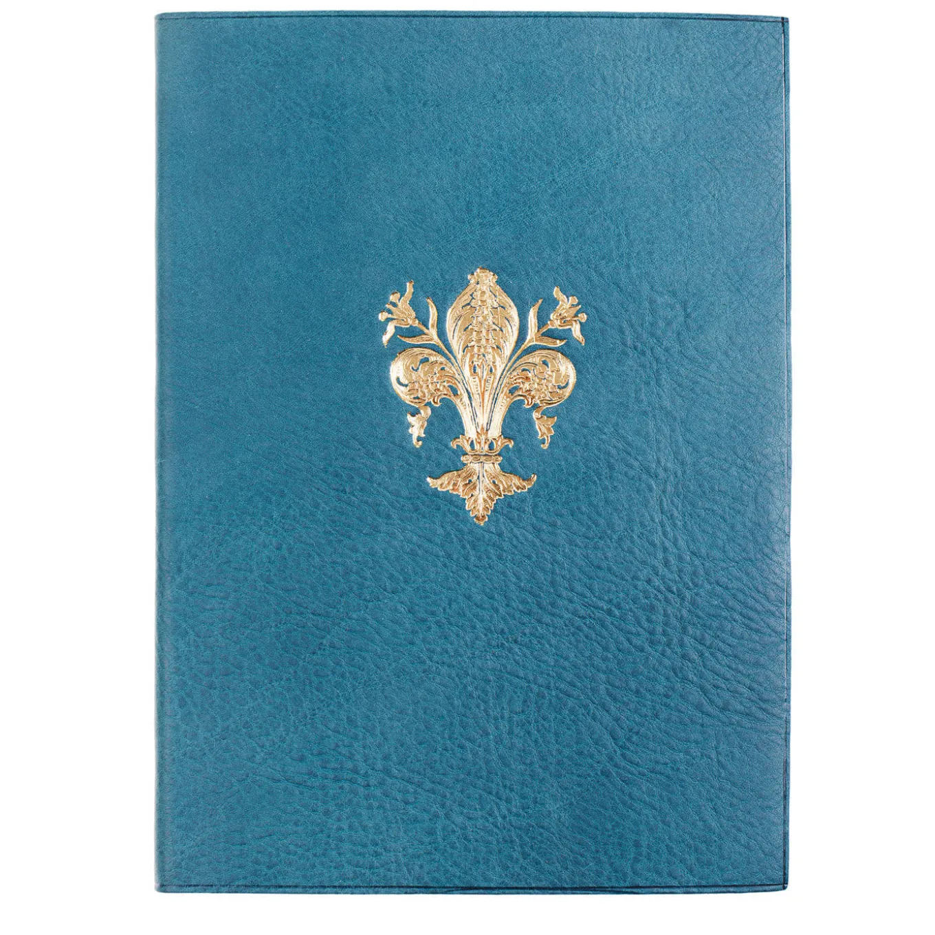 Gold Lily Blue Leather Notebook