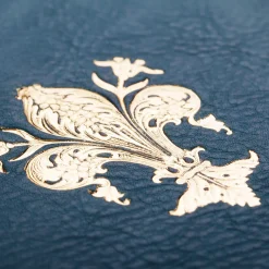 Gold Lily Blue Leather Notebook