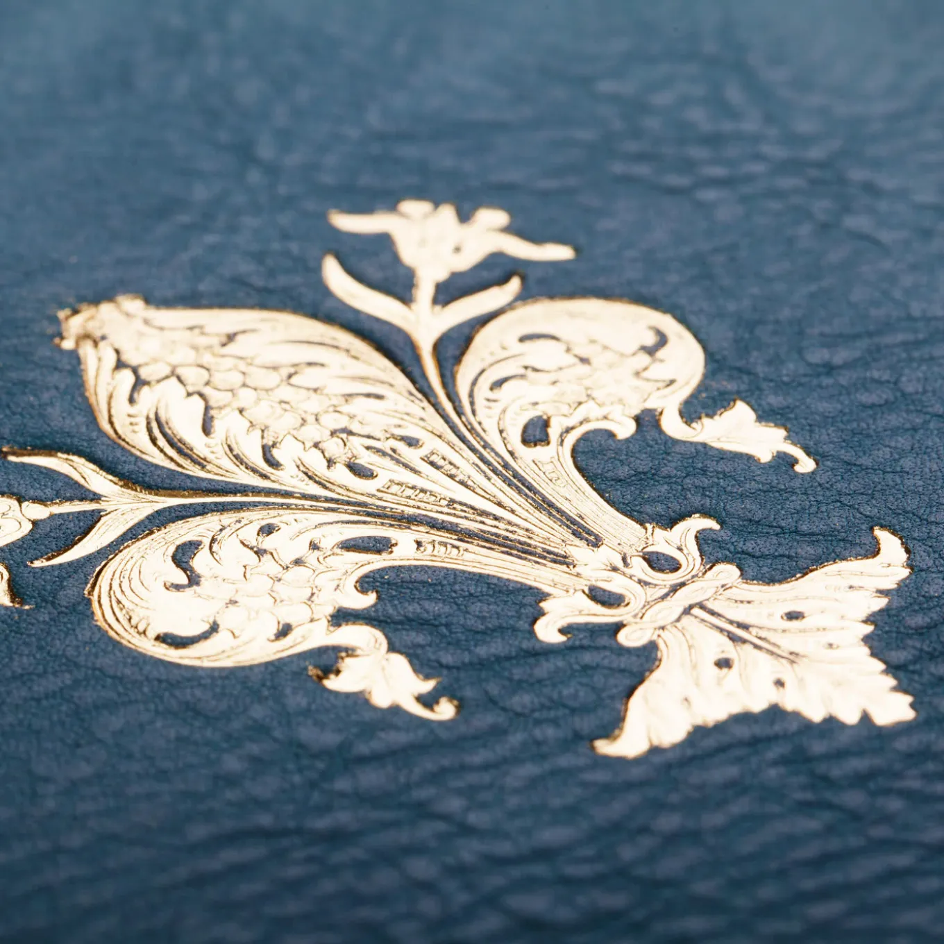 Gold Lily Blue Leather Notebook