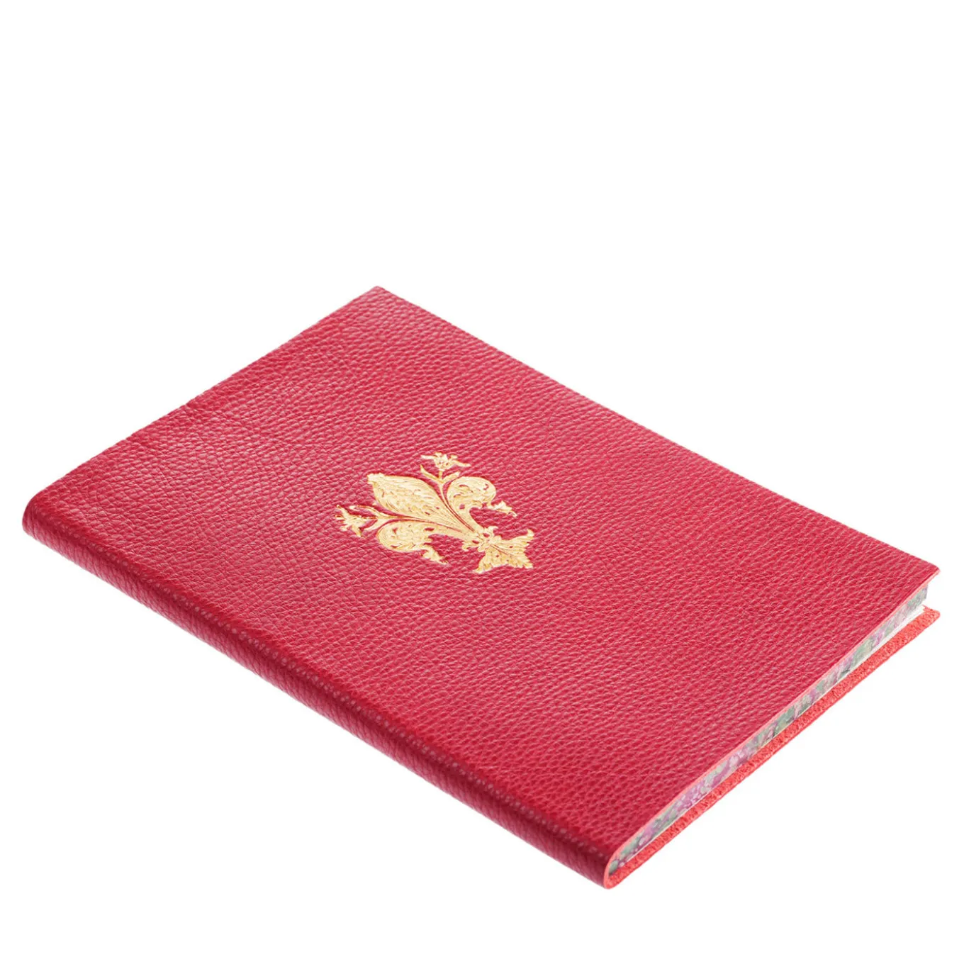 Gold Lily Red Leather Notebook