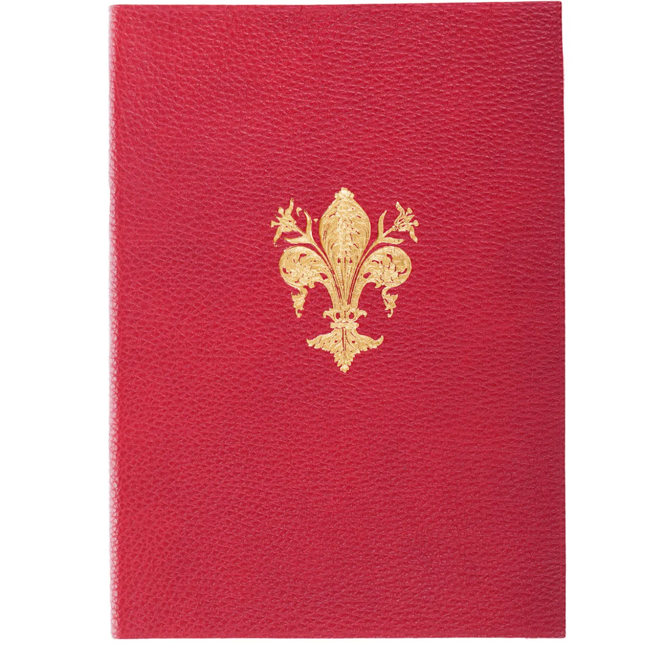 Gold Lily Red Leather Notebook