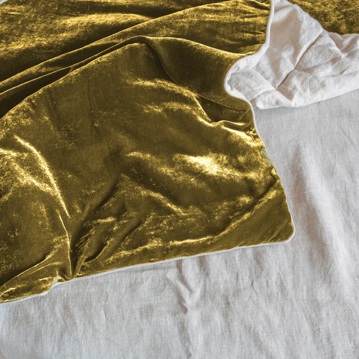 Gold Velvet & Linen Blanket