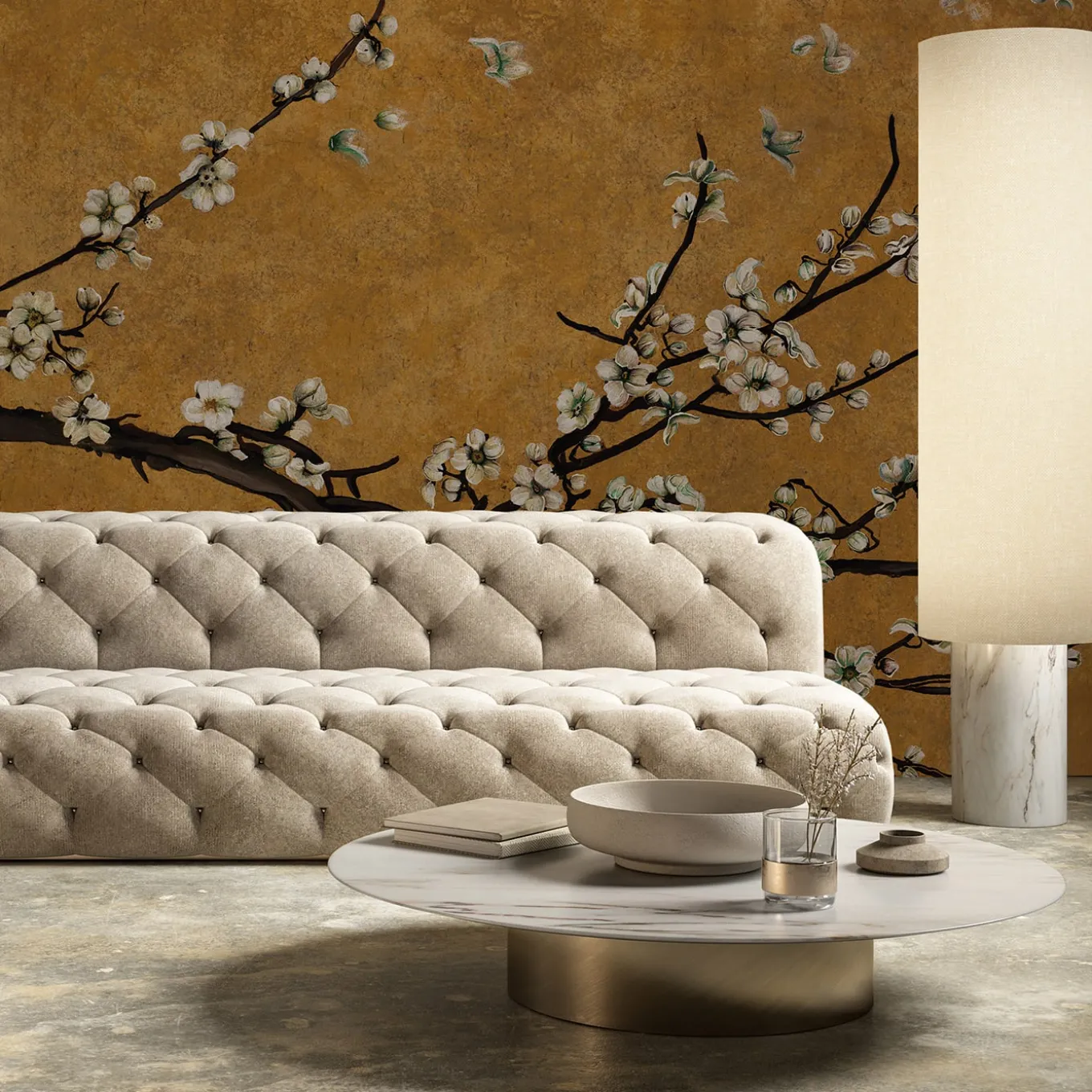 Golden Blossom Luxury Decorative Panel