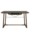 Golia Brown Wood Desk with Leather Inlay