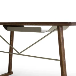 Golia Brown Wood Desk with Leather Inlay
