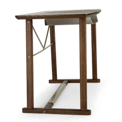 Golia Brown Wood Desk with Leather Inlay