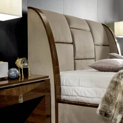 Grace Beige Fabric & Canaletto Walnut Double Bed