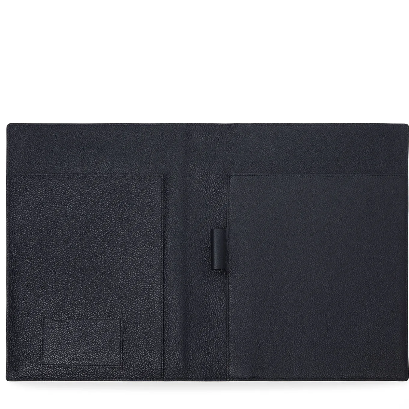 Grained Leather Card Holder Blue