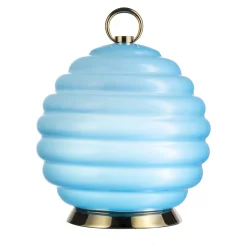 Gran Deco Light-Blue Murano Glass Rechargeable Table Lamp